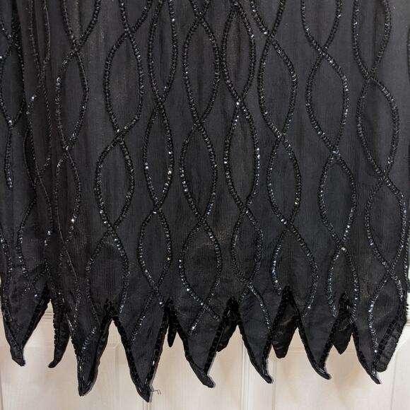 Mark & John by Gopal Vintage Black Sequined Beaded Silk Cocktail Evening Dress L - Picture 11 of 14